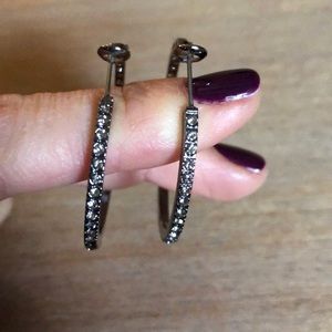 Lia Sophia dark silver sparkle hoops